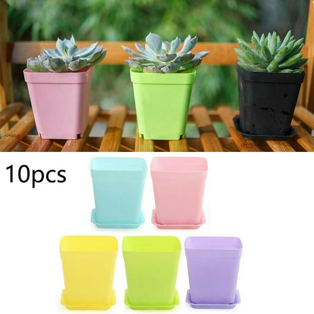 10pcs Mini Basin Square Flower Pot Succulent Plant Trays Home Office Decor DIY